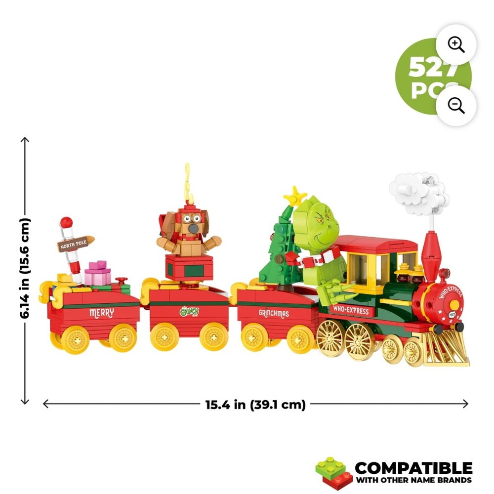 Dr. Seuss GRINCH The Grinch Who-Express Train Building Set 527 PCS Brickcraft - Picture 3 of 6